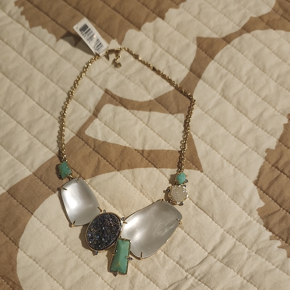 Alexis Bittar Gold and Green Geometric Necklace